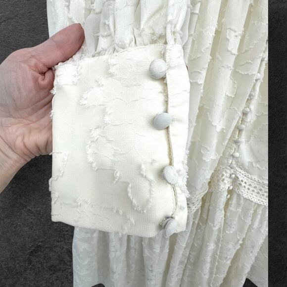 Asos Design Cream Burnout Lace Maxi Dress 2 Cottagecore Prairie Boho Coachella - Picture 8 of 15